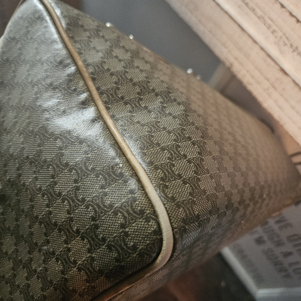 Celine Brown Monogram Canvas Top-Handle Satchel - Picture 9 of 16